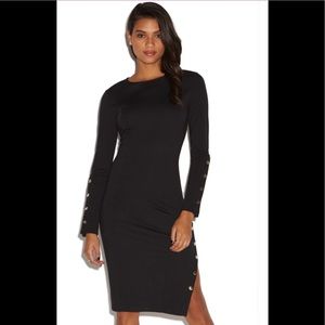 NWT Shoe Dazzle Snap Detail Black Midi Dress